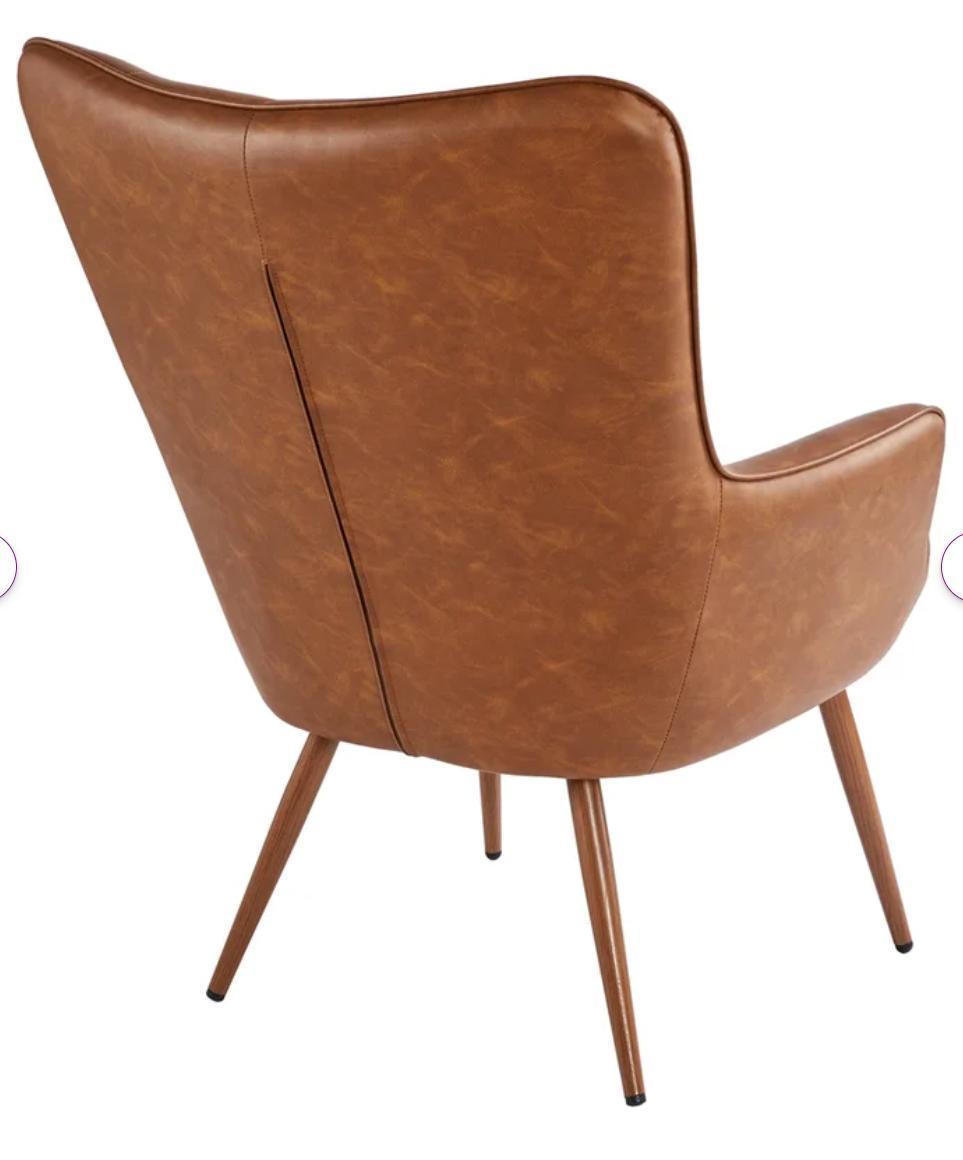 Leather Lounge Chair High Back Leisure Chair with Short Legs