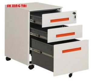 3 Drawers Recessed Handle Movable Cabinet