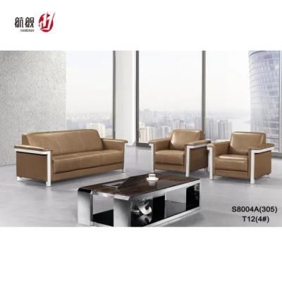 Contemporary Large Boned Leather Upholstered Office Sofa Set