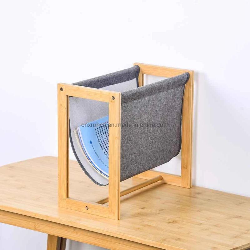 Sofa Side Magazine Organize Basket Newspaper Stand for Living Room Storage Rack Bamboo Wood Magazine Holder