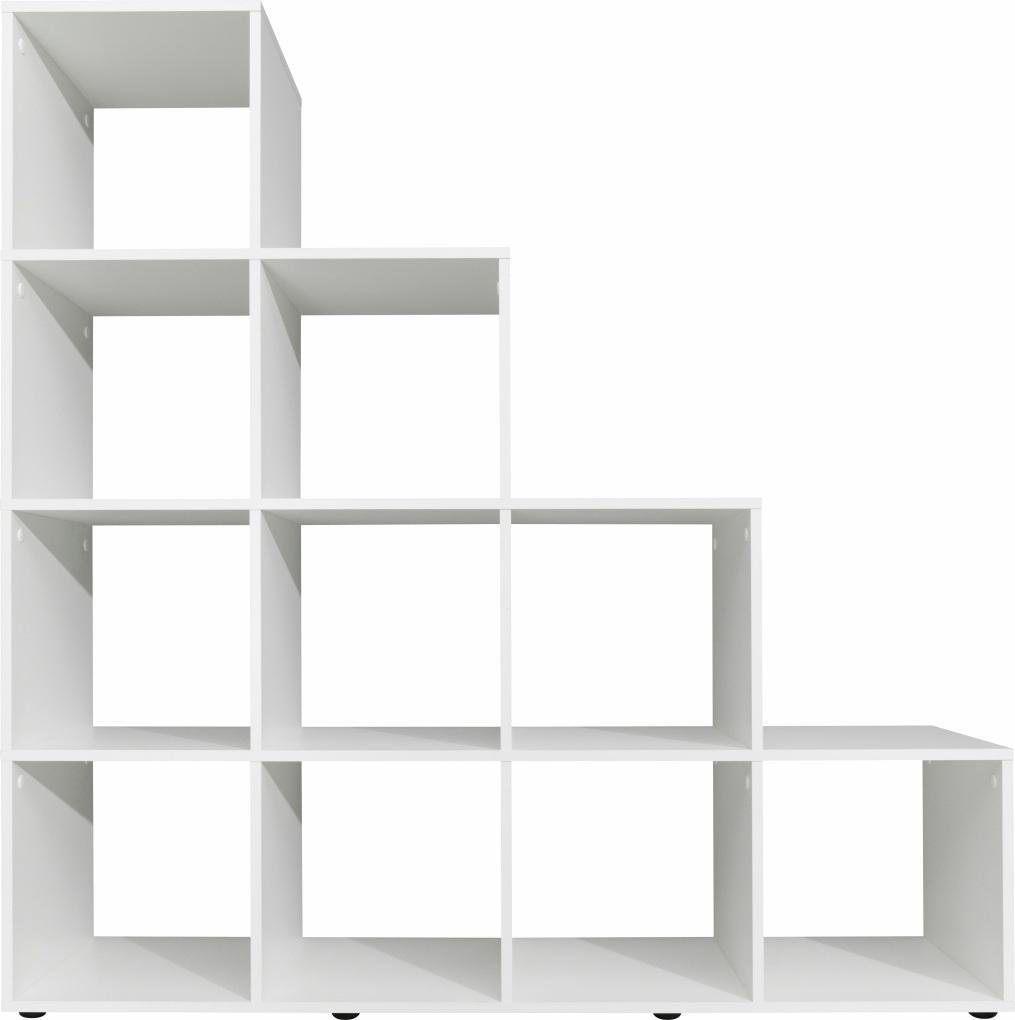 4-Tiers Stand White Wall Corner Ladder Bookshelf for Living Room