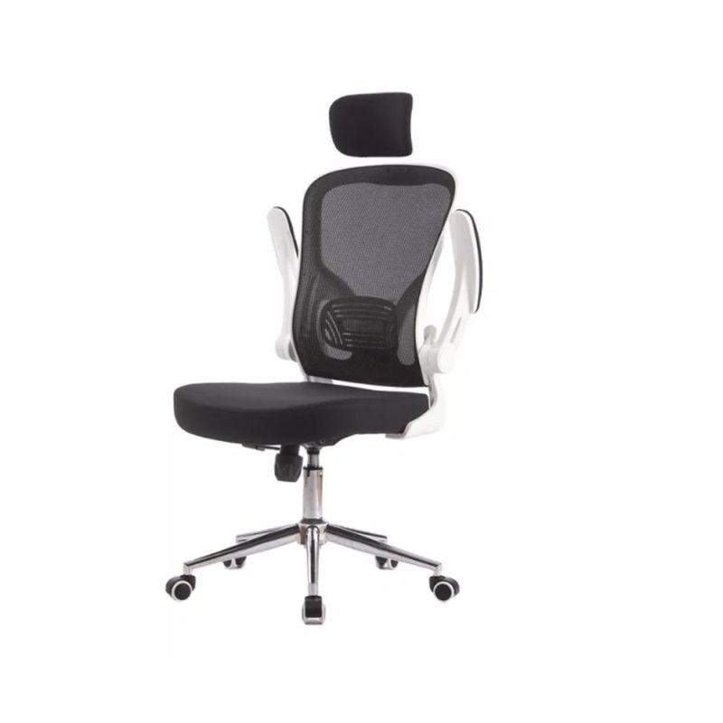 Hot Sale Adjustable Ergonomic Flip-up Arms High Back Executive Sillas White Office Mesh Chair with Headrest