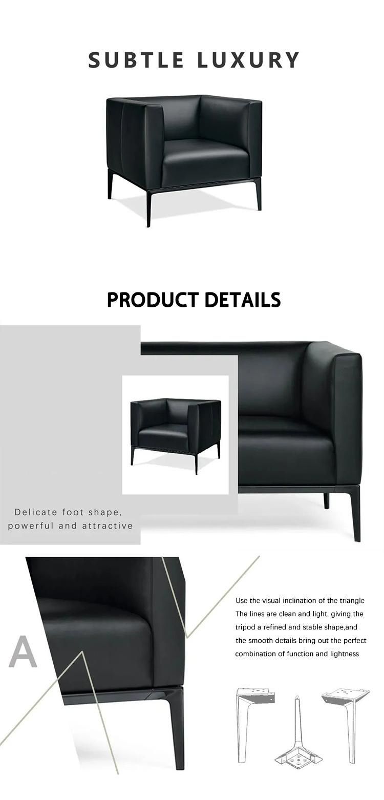 Classic Black PU Leather Modern Office Sofa for Manager Room