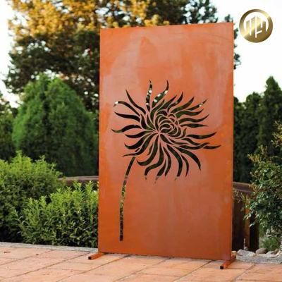 Corten Steel Customized Flower Pattern Decorative Screen/ Laser Cut Fence Panel