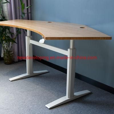 Office Home Sit Standing Bamboo Laptop Table, Large Corner Computer Desk