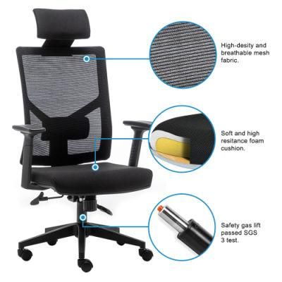 Mesh Office Chair with Lumbar Support, Thick Seat Cushion and Adjustable Headrest - 135&deg; Rocking High Back Desk Chair