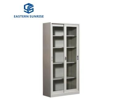 Storage Glass Sliding Door Vertical Metallic Filing Cabinet