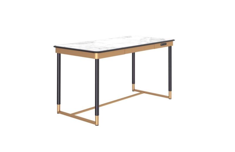 Jiecang Marble Desktop Gold Metal Frame Table Electric Lifting Computer Standing Office Desk