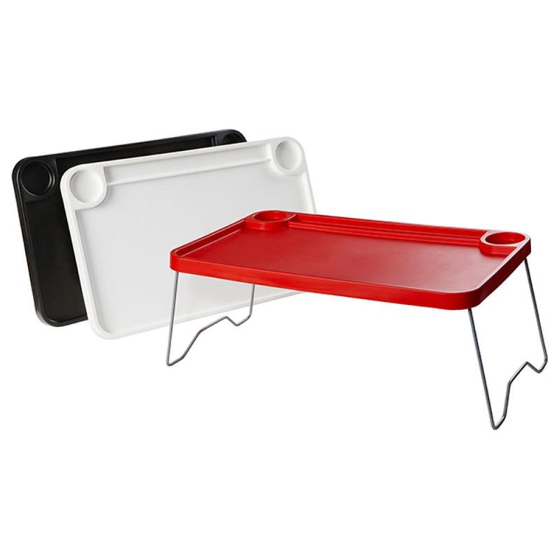 Foldable Computer Desk with Cup Holder and Metal Legs