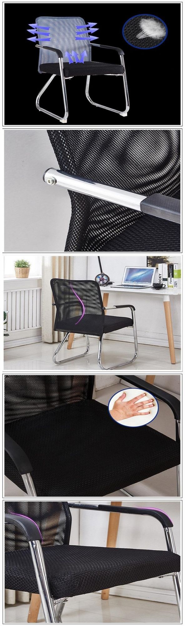 Meeting Room Executive Furniture Mesh Armrest Office Visitor Chair