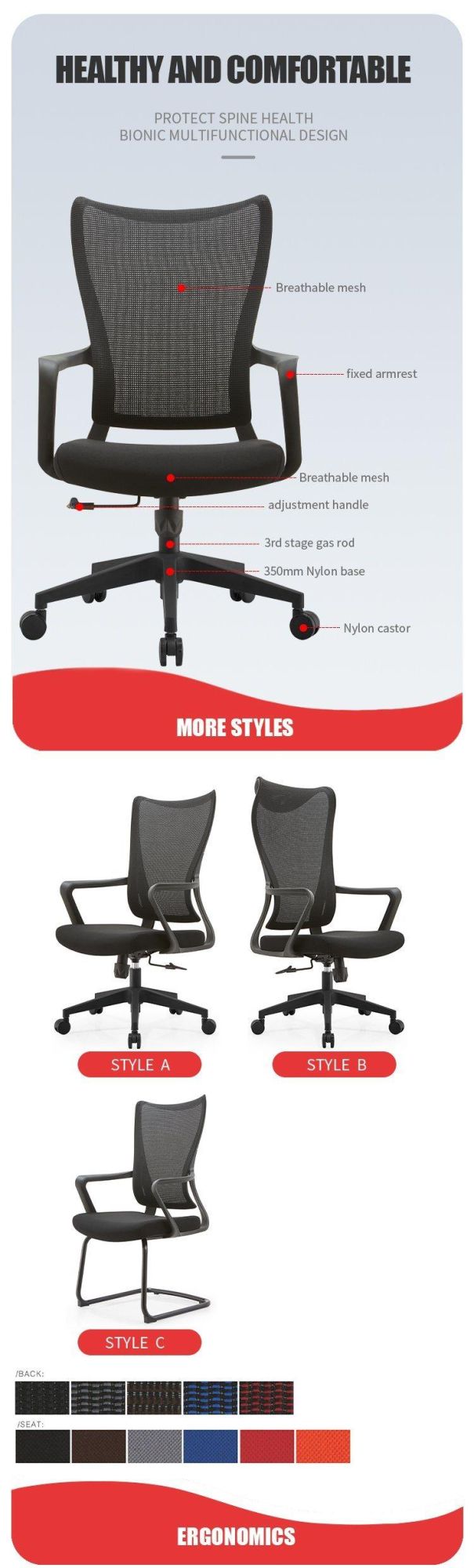 Hot Sell Home Modern Furniture Manufacturer Swivel Adjustable Headrest Ergonomic Executive Training Computer Office Chair