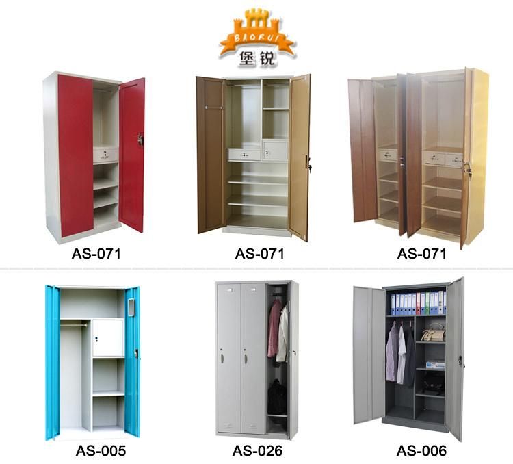 Bas-141 Two Door Living Room Furniture Steel Storage Clothes Wardrobe with Feet