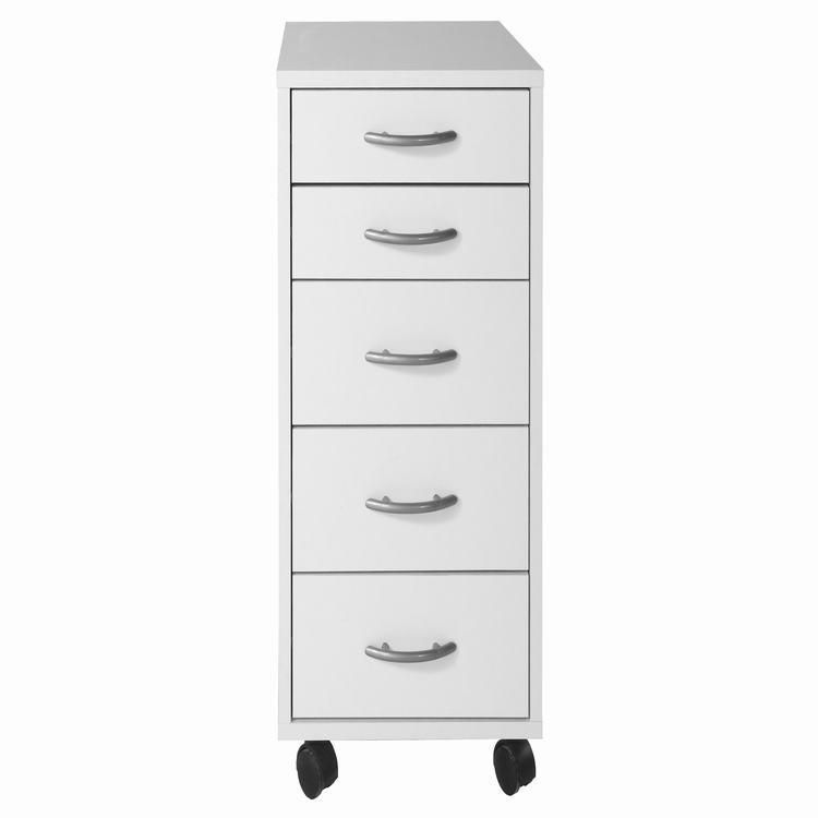 Mobile Four Drawers White Wood Filing Cabinet Home Office Furniture