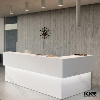 Kingkonree Artificial Stone Solid Surface Material White Customized Reception Desk