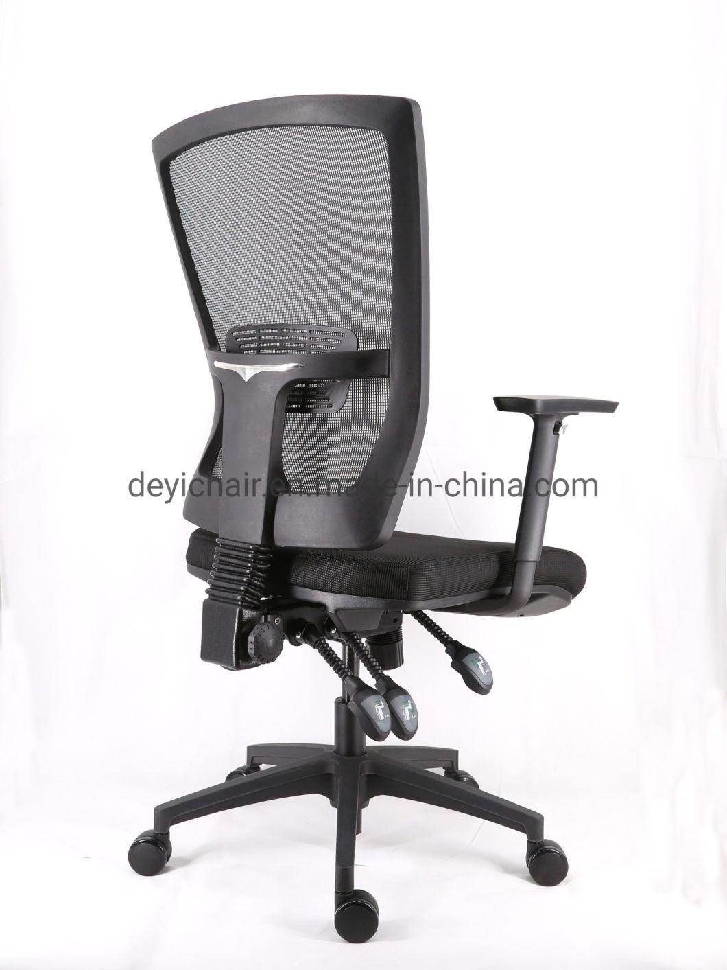 3 Lever Heavy Duty Mechanism Nylon Base and PU Castor with Adjustable Arms and Lumbar Support Chair