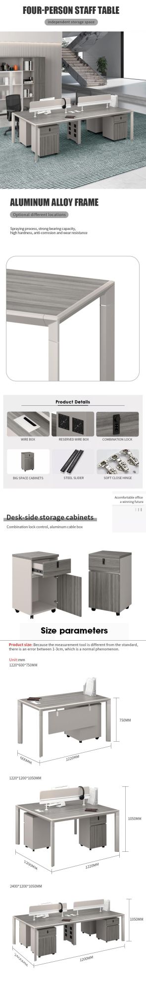 Chinese Wholesale Modular Modern Cubicle Particle Wooden Staff Work Station Furniture Table Desk Office Workstation