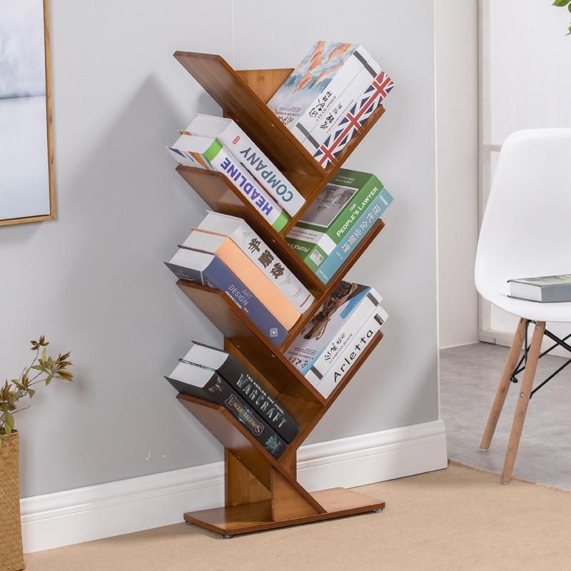 Tree Bookshelf, Bamboo Wood Bookcase, Book Rack, Storage Rack Shelves in Living Room, Free-Standing Books Holder Organizer