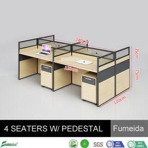 MFC E1 Board Economic Design 4 Seater Cubicle Curved Glass Wall Partitions Office Workstation with Cabinet Drawer (APY-T04P)