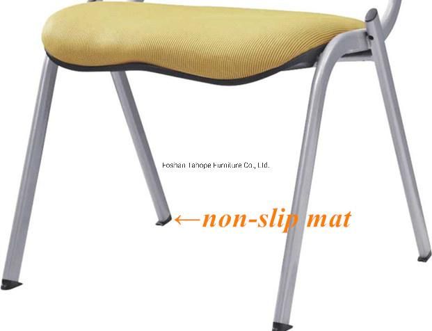 Elegant Chrome Metal Armless Office Reception School Event Fabric Chair with Cushion