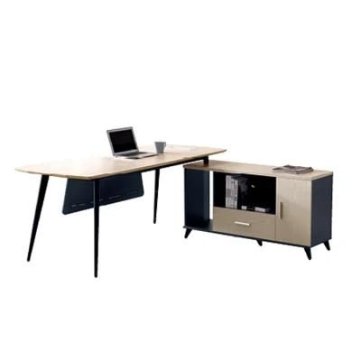 on Sale L Shape China Wholesale Wooden Office Table Desk Modern Furniture with Metal Leg