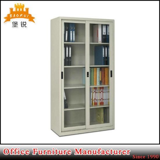 Fas-018 Lockable Office Tool Cupboard Metal Filing Cabinet with 2 Glass Door