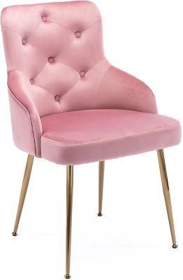Modern Hotel Luxury Dining Room Chair for Furniture Metal Stainless Steel Gray Velvet Tufted Fabric Restaurant Dining Chair Hot Sale