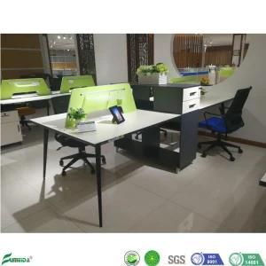 Open Plan Office Cubicle Workstation with Metal Legs for 4 Person