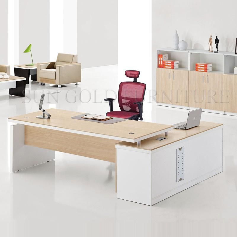 Hot Sale Executive Melamine Fosted Glass Table Modern Boss L Shape Desk (SZ-WD378)