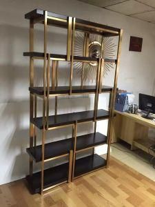 High Quality Metal Frame 4 5 Layers Wooden Vertical Bookshelf Bookcase Ss201