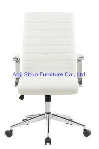 Modern White Luxury High Back Home Office Computer Swivel Ergonomic Adjustable PU Chair