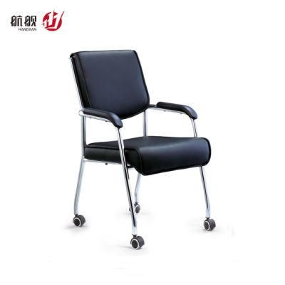 Training Meeting Chair Leather Office Furniture Visitor Chair with Wheel