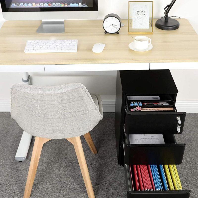 Pft 3-Drawer Metal Filing Cabinet Office Drawers with Keys, Compact Slim Po