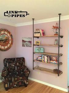 Simple DIY Ceiling and Wall Mount Pipe Wall Shelf Display Floating Bookshelf