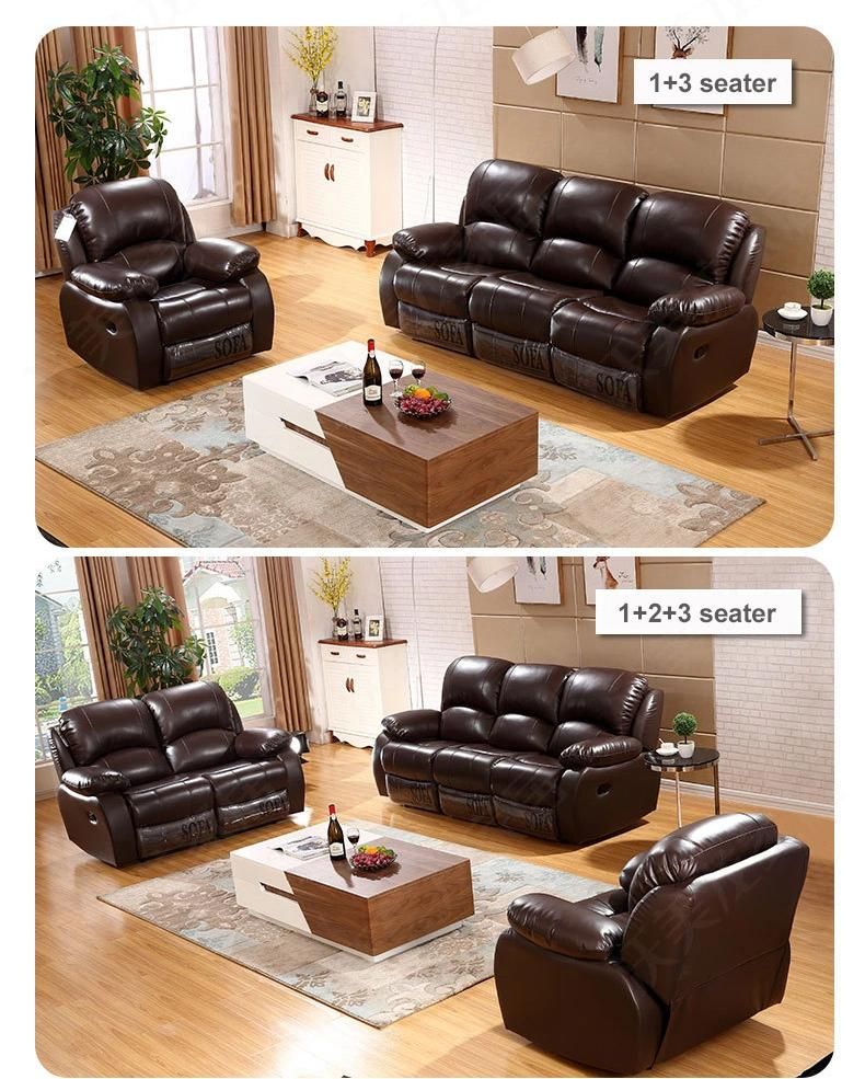 American Style Luxury Living Room Electric Audience Recliner Leather Sofa Set