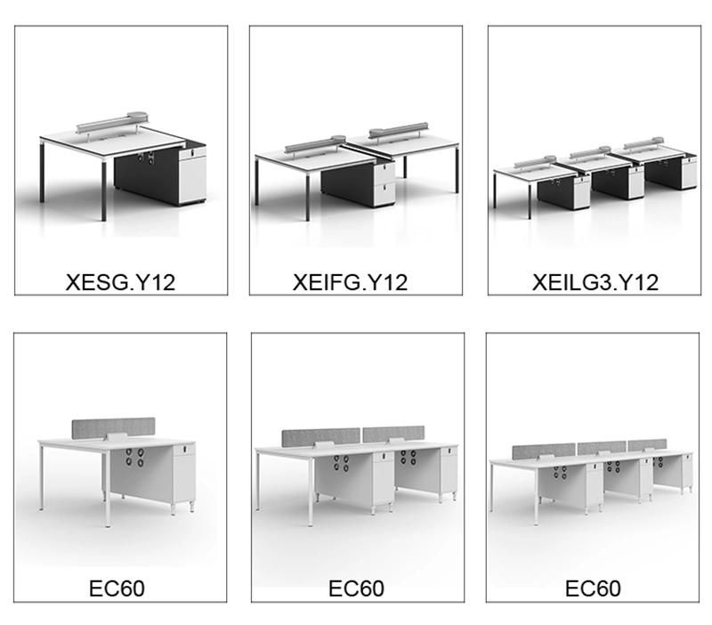 Modern Melamine Screen 4 Person Office Workstation with Cabinet