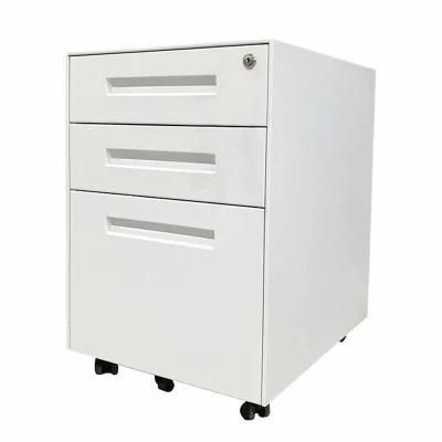 White Filing Cabinet Vertical 3 Drawer with Lock Under Desk