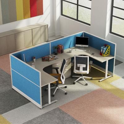 High End Contemporary Model Plywood Two Sided T Shaped 2 Seat Modular Office Desk with Partition