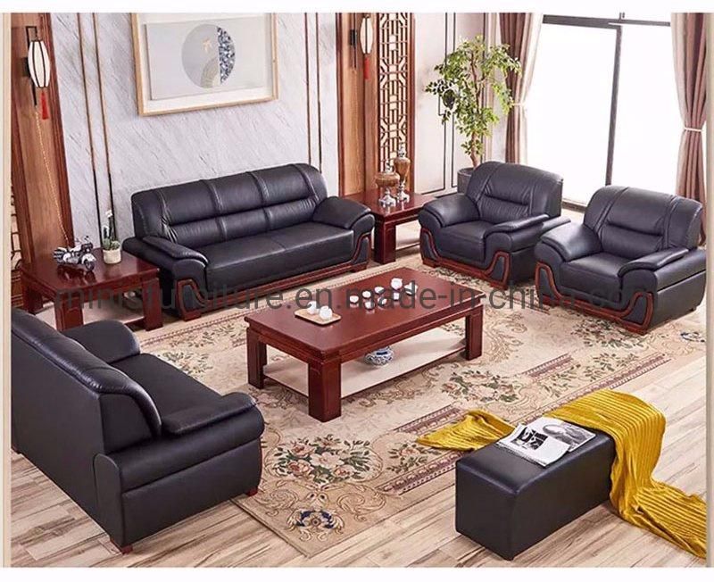 (M-SF29) Simple Manager Boss Office Sofa Commercial Visitors Negotiating Area Leather Wood Frame Sofa Tables Combination