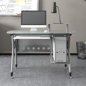 Home Office Glass Computer Table with Metal Frame