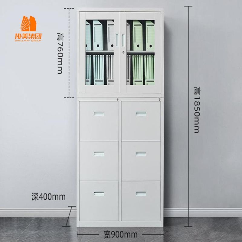 Vertical Filing Cabinet with Two Swing Door on Top.