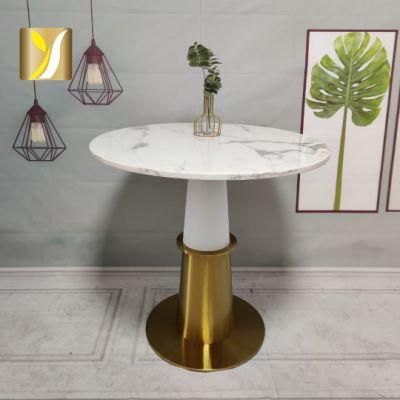 Modern Home Living Room Furniture Stainless Steel Gold Legs Marble Top Coffee Table