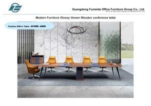 High Quality 3.28m Wood Veneer Conference Meeting Table with Metal Leg