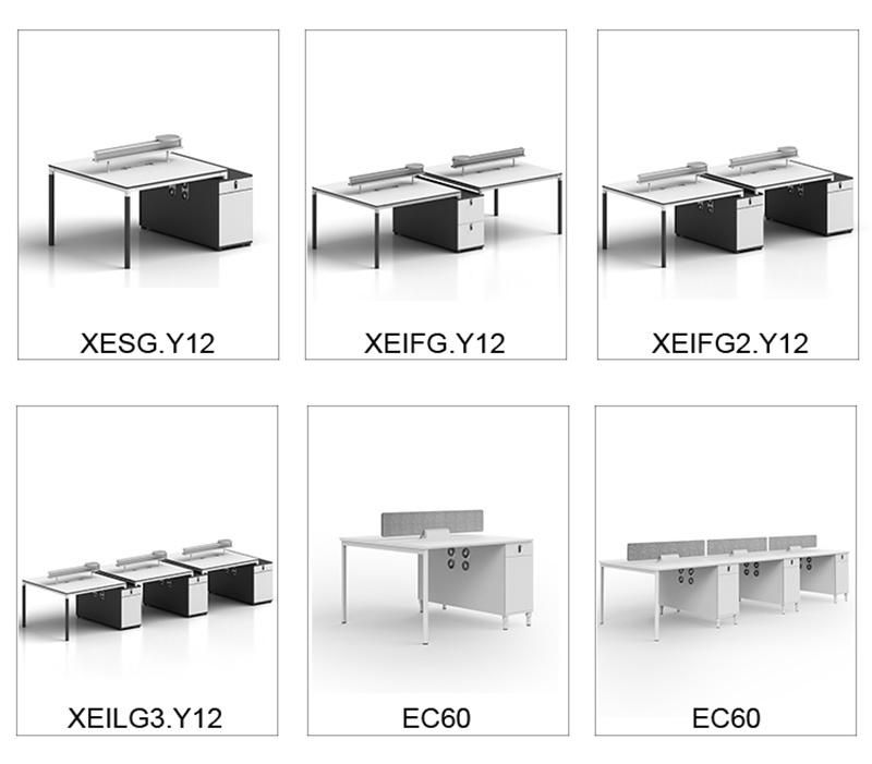 Modern Melamine White 4 Person Office Workstations
