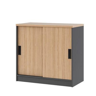 Classic Cheap Cherry File Cabinet Modern Furniture Home Bookcase Bookshelf Sliding Door Low Short Cupboard