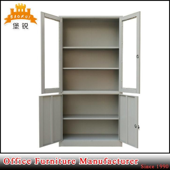 Fas-020 Glass Door Display Bookcase Steel Cupboard Metal Office Filing Cabinet with 4 Doors