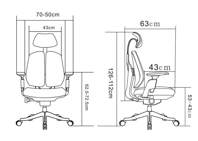 Double Back Ergonomic Chair Special Design BIFMA