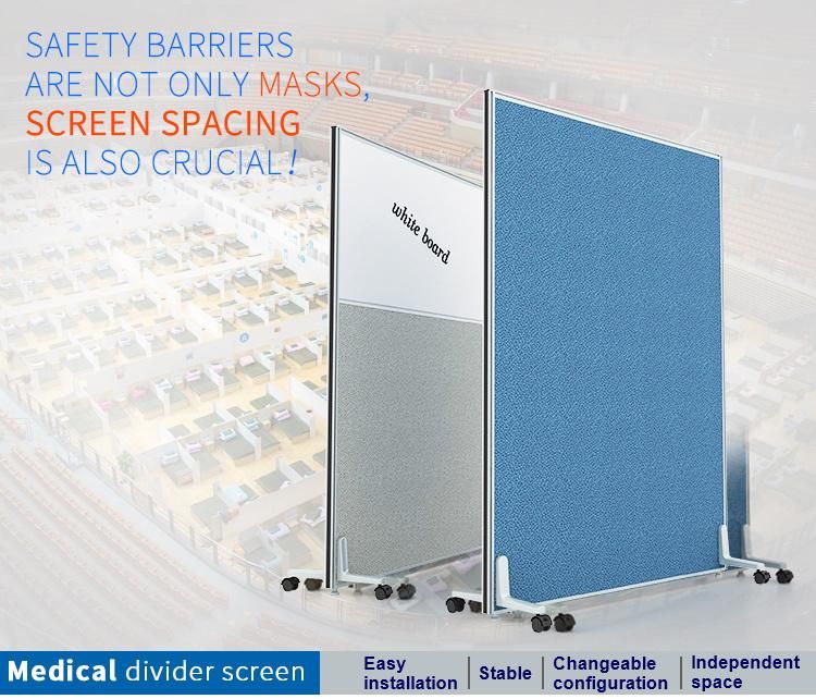Hospital Folding Medical Curtain Hospital Bed Screen with Wheels