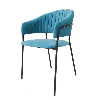 Velvet Sofa Arm Dining Chair with Coated Metal Legs