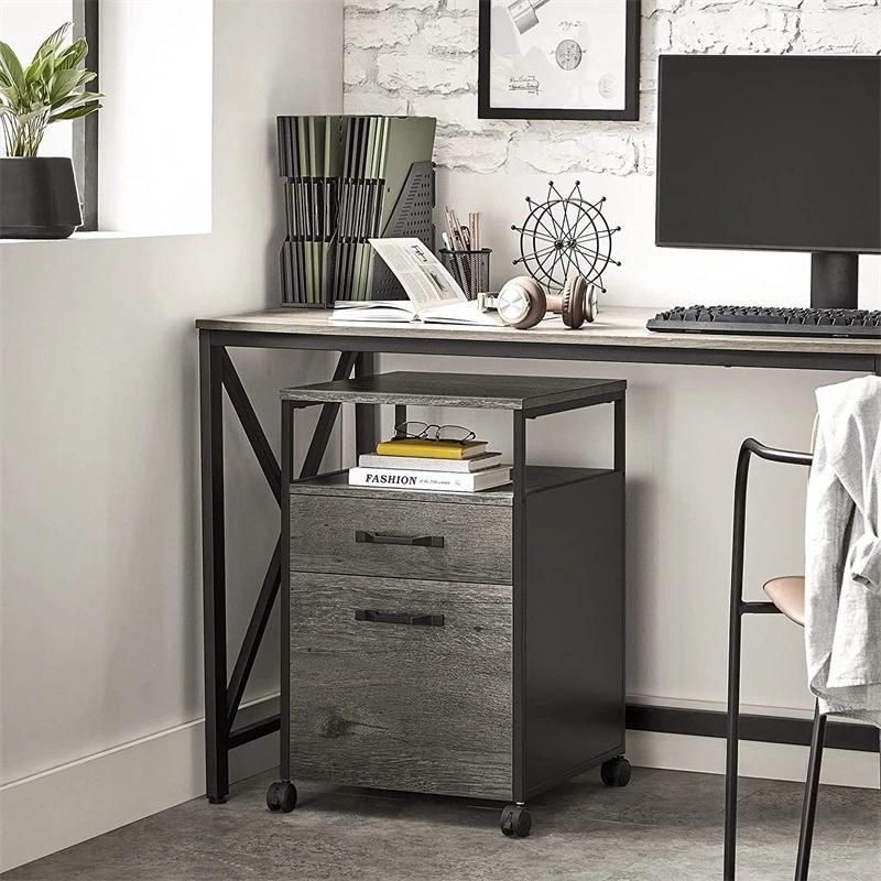Rolling Filing Cabinet Office Cabinet on Wheels with 2 Drawers Open Shelf for A4 Letter Size
