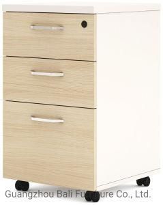 3 Drawer Movable File Cabinet, Wood Filing Cabinet Fits A4 or Letter Size for Home Office (BL-MC084)